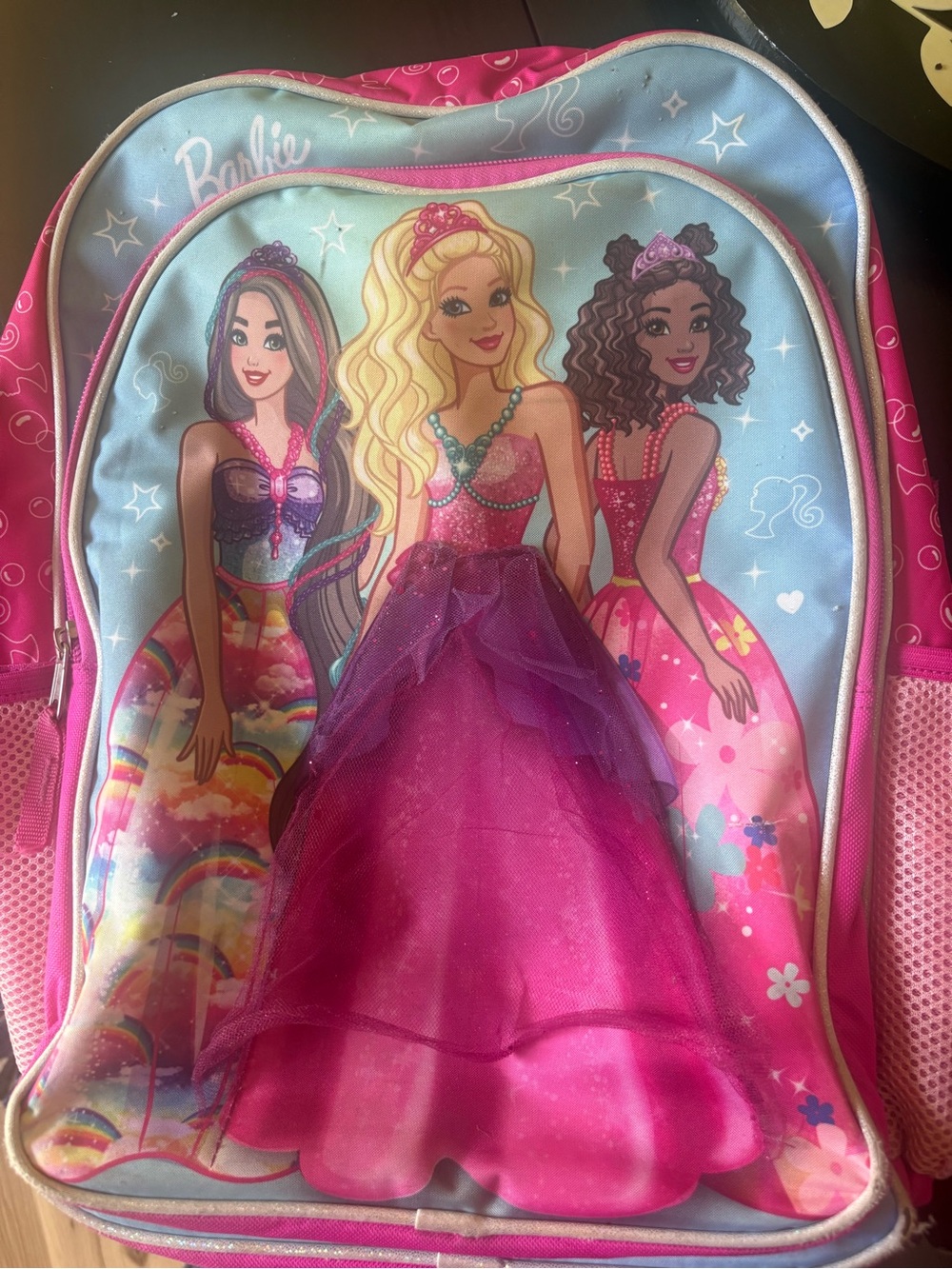 Barbie Pink and Blue Princess Backpack with Sparkle Tulle